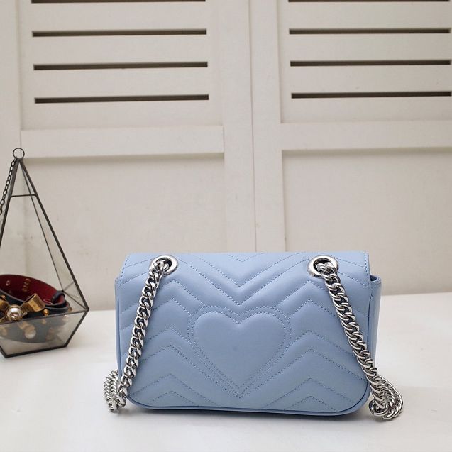 GG original calfskin marmont mini bag 446744 light blue