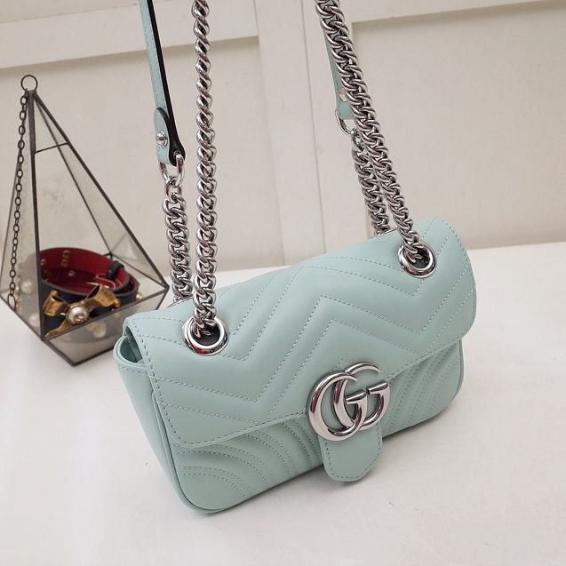 GG original calfskin marmont mini bag 446744 pastel green