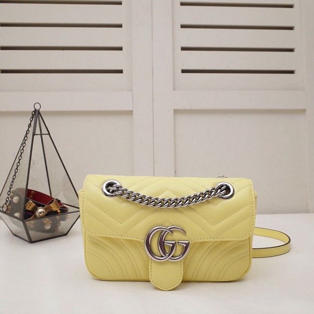 GG original calfskin marmont mini bag 446744 yellow