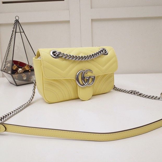 GG original calfskin marmont mini bag 446744 yellow