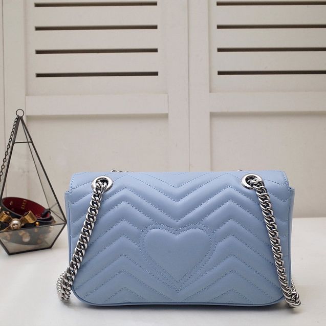 GG original calfskin marmont small shoulder bag 443497 light blue