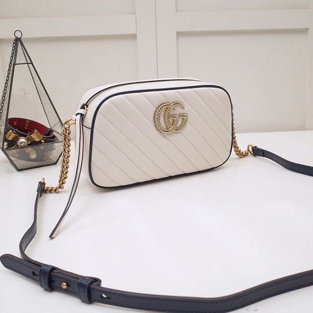 GG original calfskin marmont small shoulder bag 447632 white