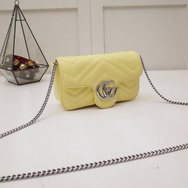 GG original calfskin marmont super mini bag 476433 yellow