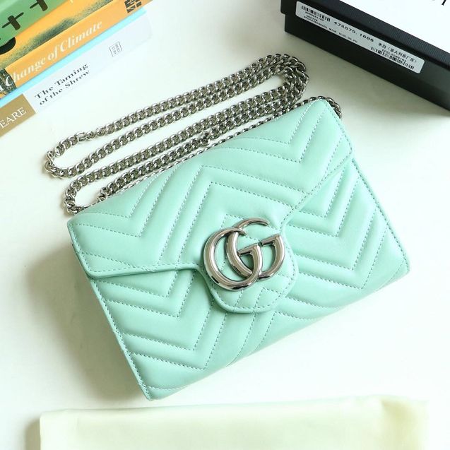 GG margaret original calfskin mini chain bag 474575 pastel green