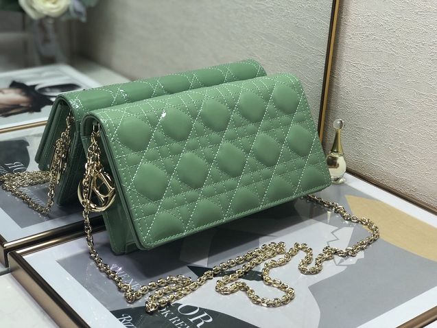 Lady dior original patent calfskin clutch S0204 avocado green