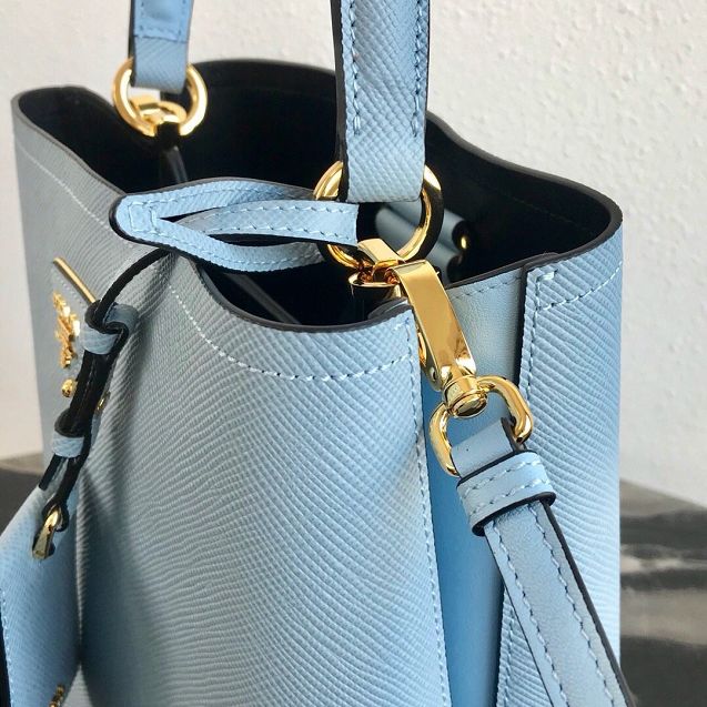 Prada original saffiano leather medium panier bag 1BA212 light blue