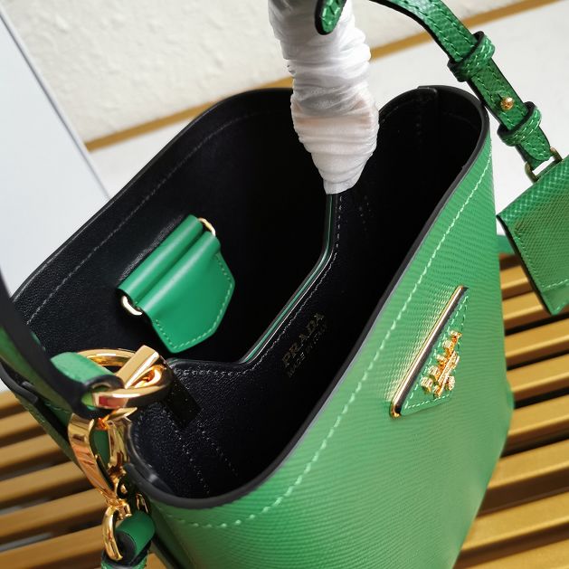 Prada original saffiano leather small panier bag 1BA217 green