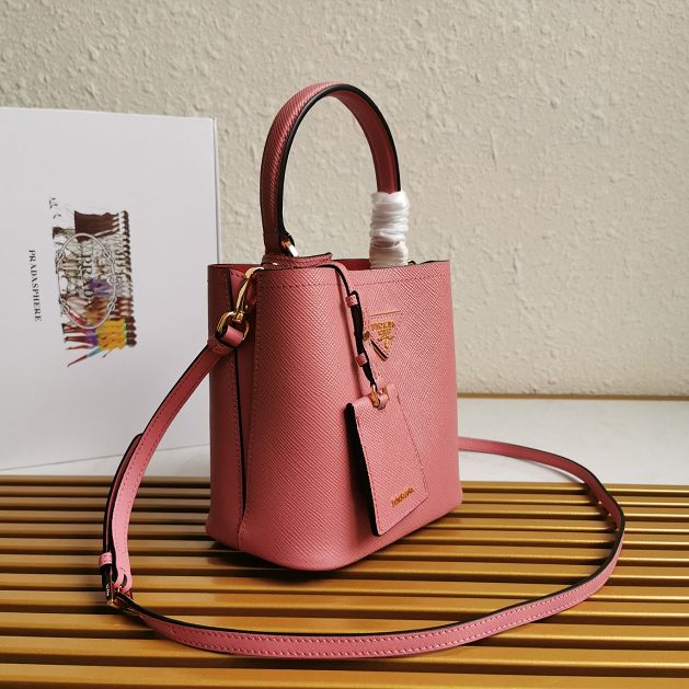 Prada original saffiano leather small panier bag 1BA217 pink