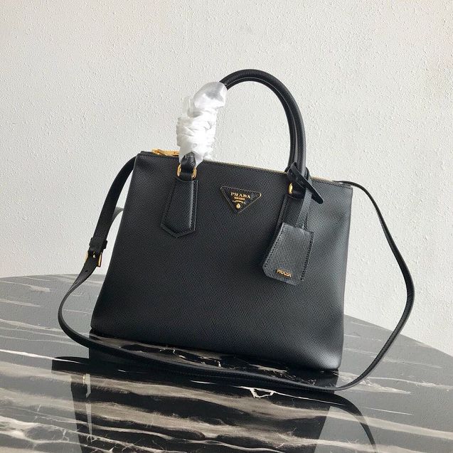 Prada original galleria saffiano leather medium tote bag 1BA232 black