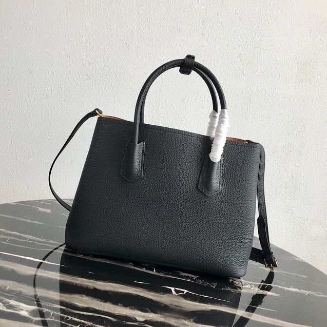 Prada original grained calfskin medium double bag 1BG2775 black&coffee