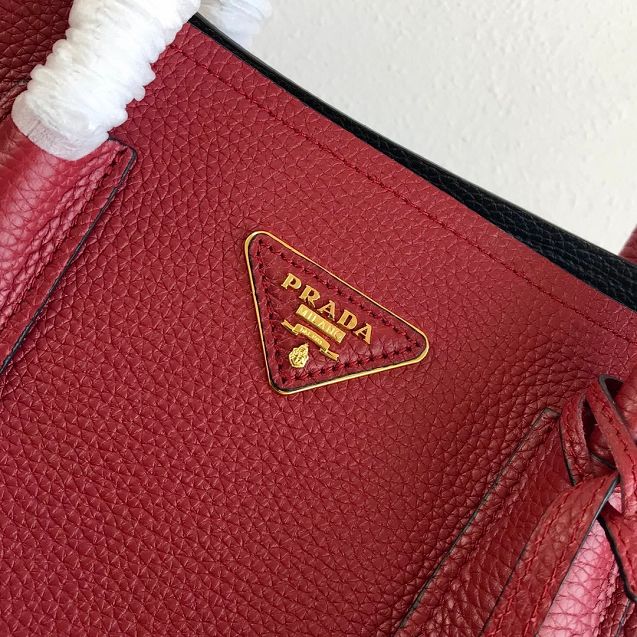 Prada original grained calfskin medium double bag 1BG2775 red