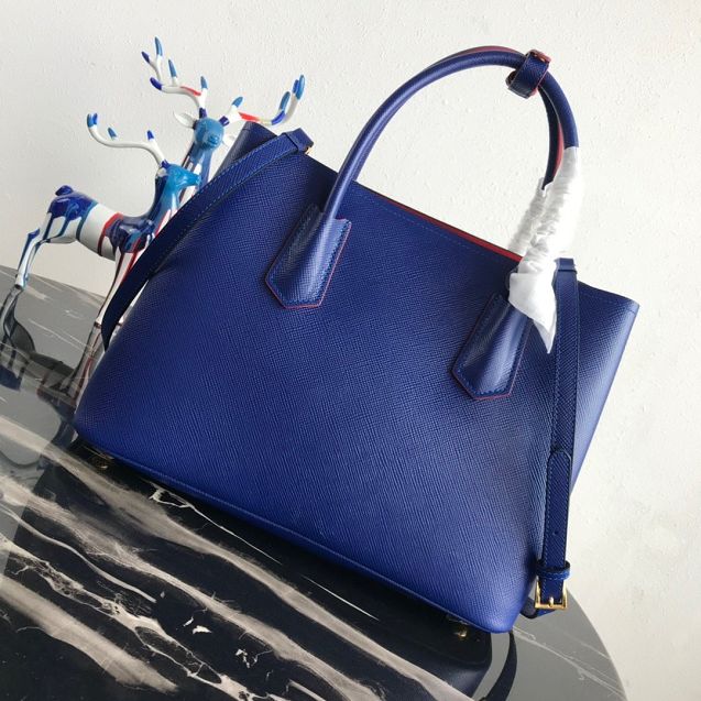 Prada original saffiano leather medium double bag 1BG2775 blue