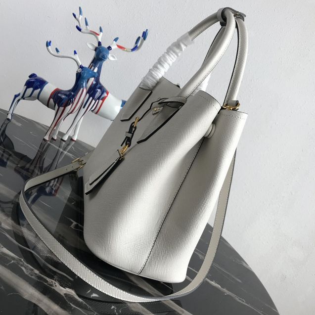 Prada original saffiano leather medium double bag 1BG2775 white