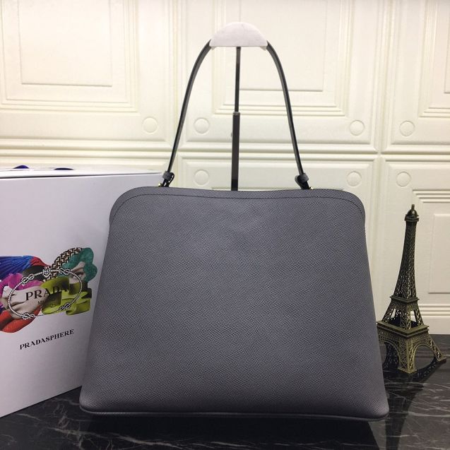 Prada original saffiano leather matinee handbag 1BA249 grey