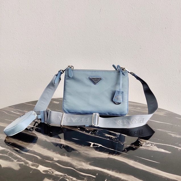 Prada nylon re-edition 2000 shoulder bag 1BH046 light blue