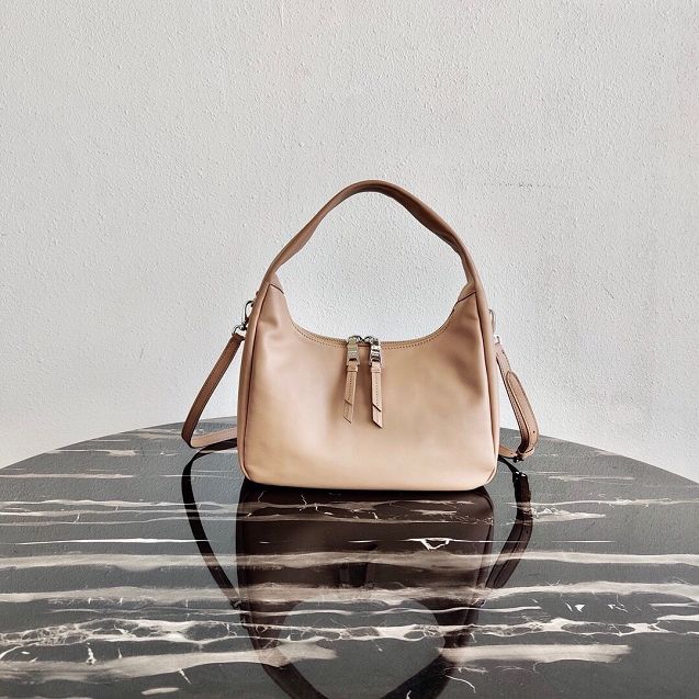 Prada original calfskin hobo bag 1BC132 nude