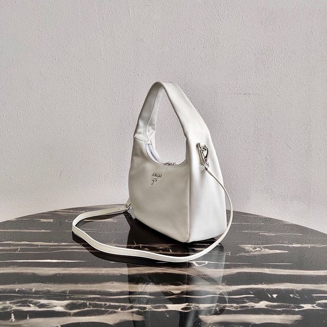 Prada original calfskin hobo bag 1BC132 white