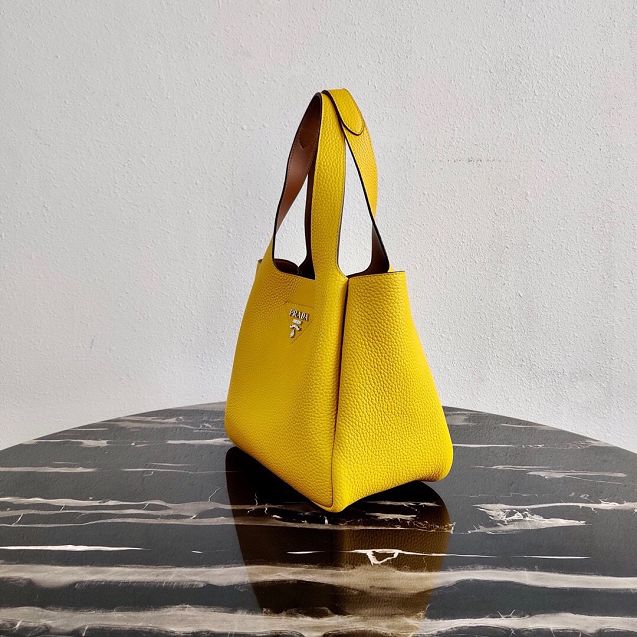 Prada original grained calfskin handbag 1BG335 yellow