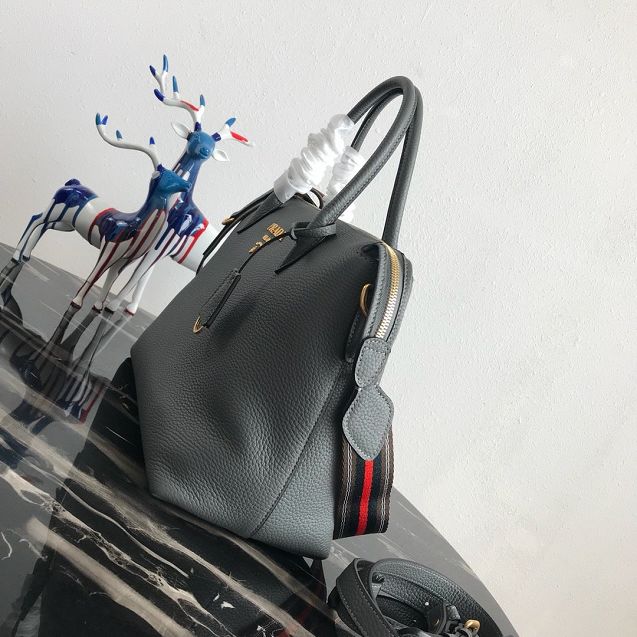 Prada original grained calfskin tote handbag 1BA157 dark grey