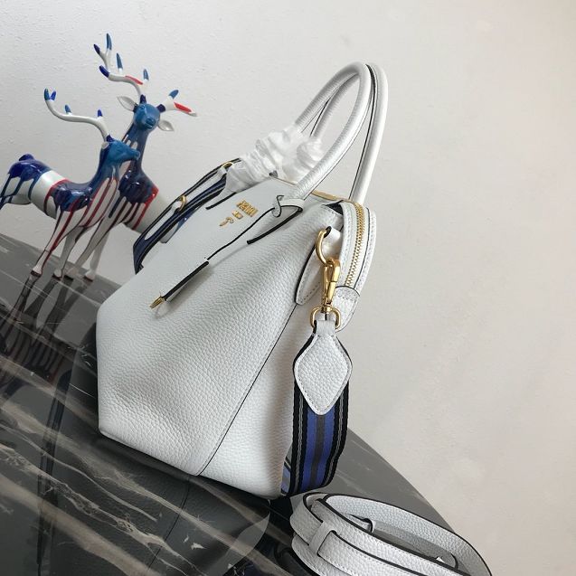 Prada original grained calfskin tote handbag 1BA157 white