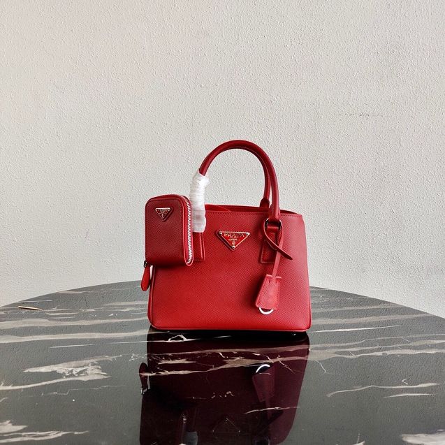 Prada original saffiano leather galleria micro bag 1BA296 red