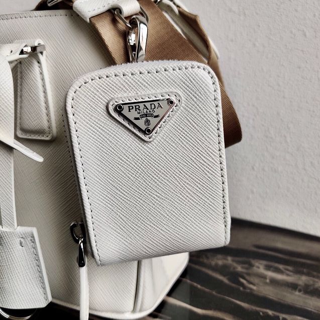 Prada original saffiano leather galleria micro bag 1BA296 white