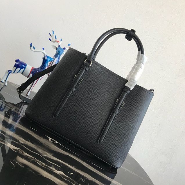 Prada original saffiano leather medium double bag BN2838 black