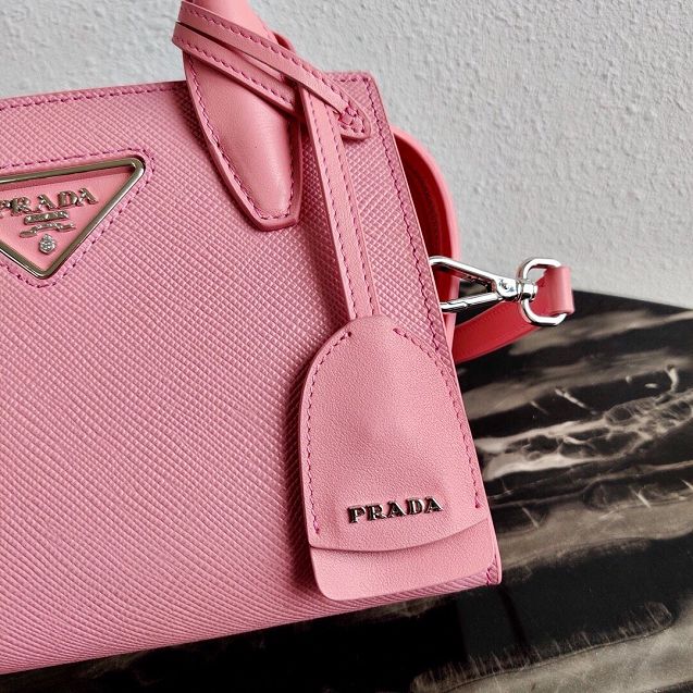 Prada original saffiano leather small monochrome bag 1BA269 pink