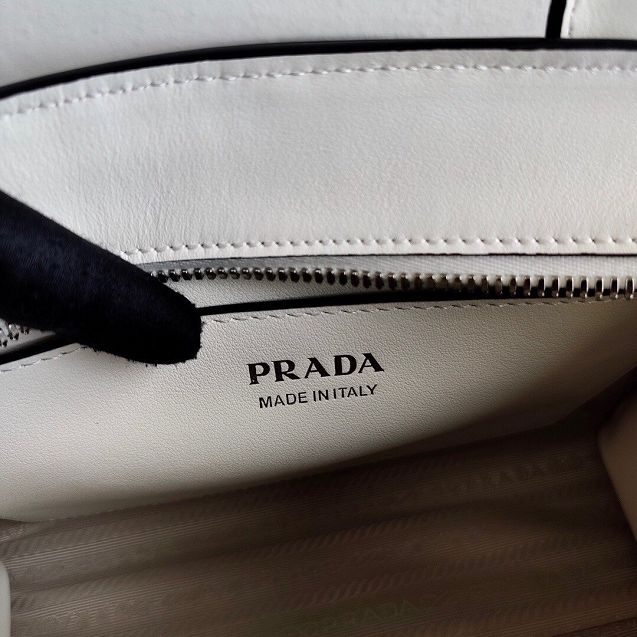 Prada original saffiano leather small monochrome bag 1BA269 white