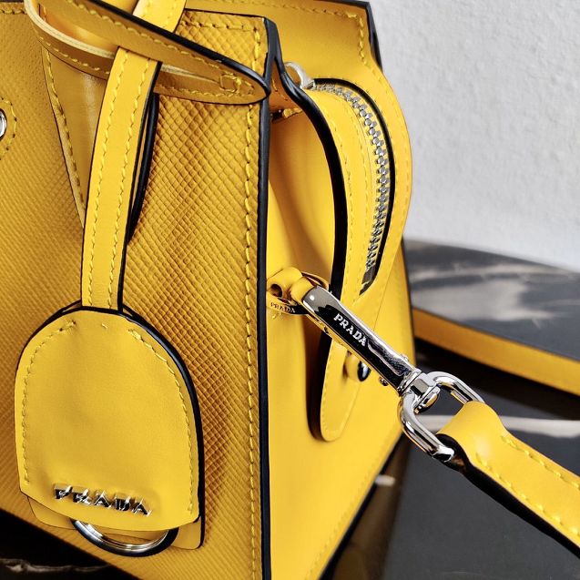 Prada original saffiano leather small monochrome bag 1BA269 yellow