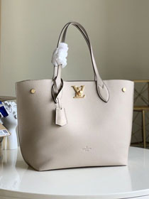 2020 louis vuitton original calfskin lockme cabas tote M55028 white&pink