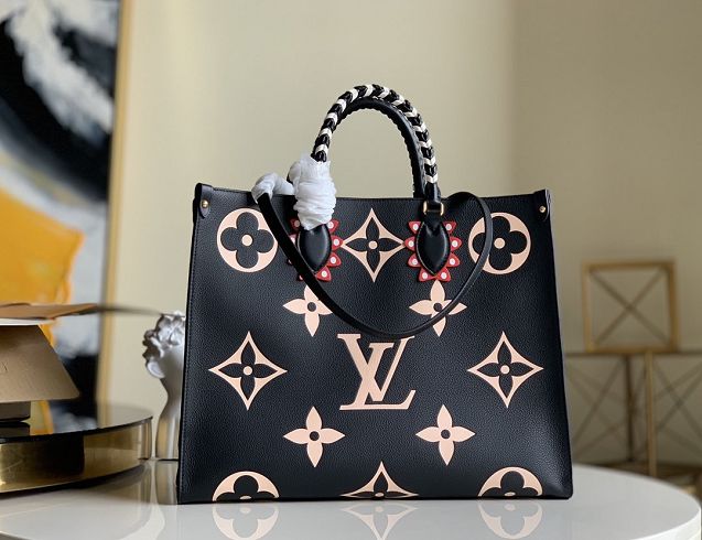 Louis vuitton original monogram giant calfskin onthego gm m45373 black