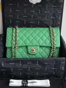 CC original grained calfskin medium flap bag A01112 green