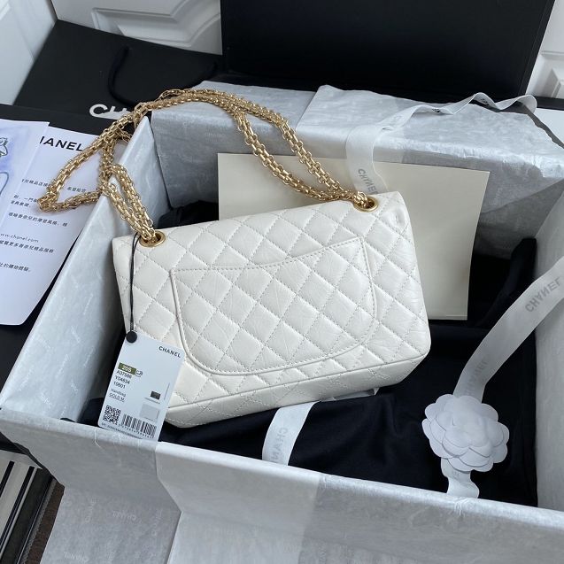 CC original aged calfskin 2.55 flap handbag A37586 white