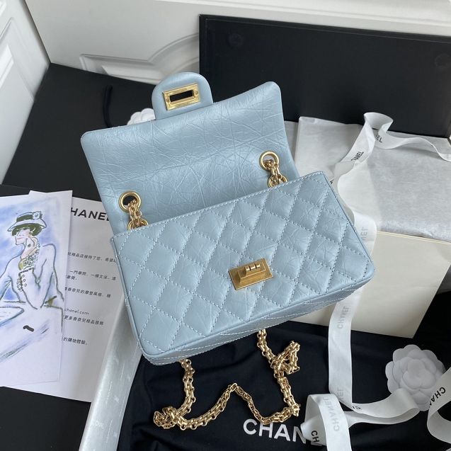 CC original calfskin small 2.55 handbag AS0874 light blue