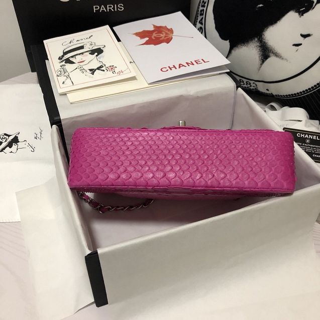 CC original python leather flap bag A01112 rose red