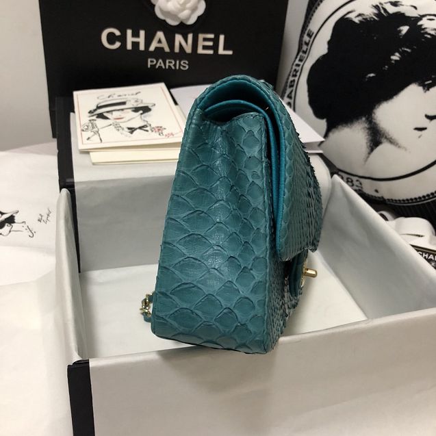 CC original python leather flap bag A01112 turquoise