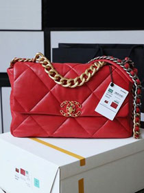 2020 CC original lambskin 19 large flap bag AS1161 red