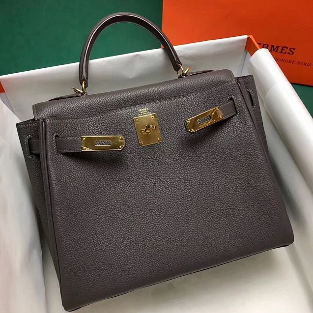 Hermes original togo leather kelly 32 bag K32 gris etain