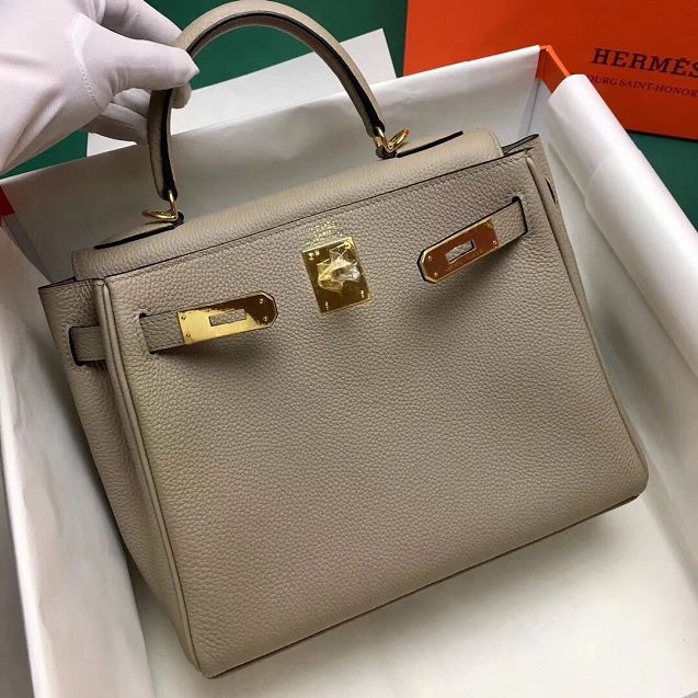 Hermes original togo leather kelly 32 bag K32 gris tourterelle