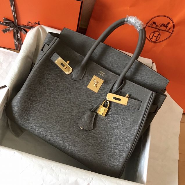 Hermes original togo leather birkin 25 bag H25-1 gris etain