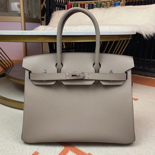 Hermes original epsom leather birkin 35 bag H35-3 gris asphalte