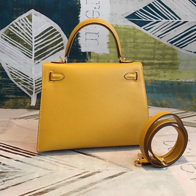 Hermes original epsom leather kelly 32 bag K32-1 yellow