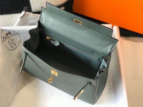 Hermes original togo leather kelly 32 bag K32 azure