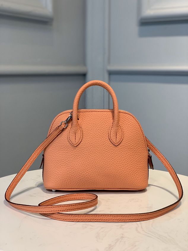 Hermes original togo leather mini bolide bag H018 crevette pink