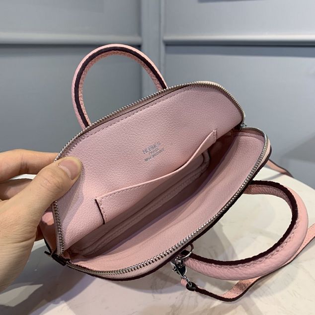 Hermes original togo leather mini bolide bag H018 light pink