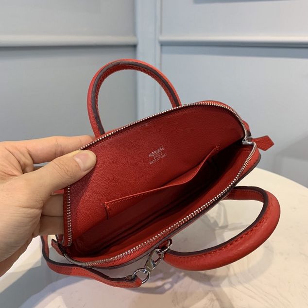 Hermes original togo leather mini bolide bag H018 red