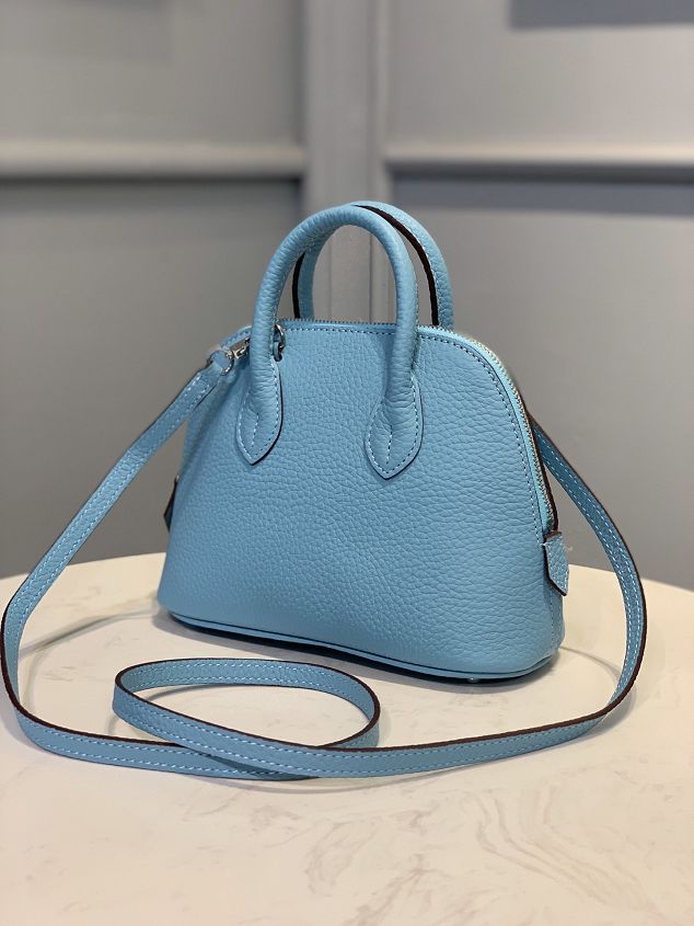 Hermes original togo leather mini bolide bag H018 sky blue