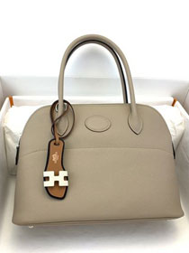 Hermes original epsom leather medium bolide 31 bag B031 light grey