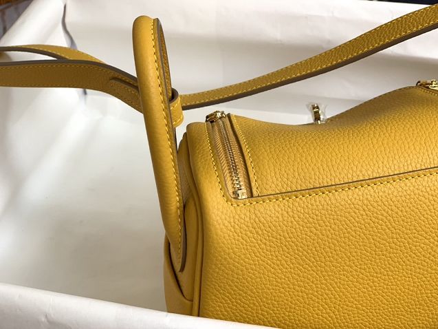 Hermes original togo leather mini lindy 19 bag H019 amber